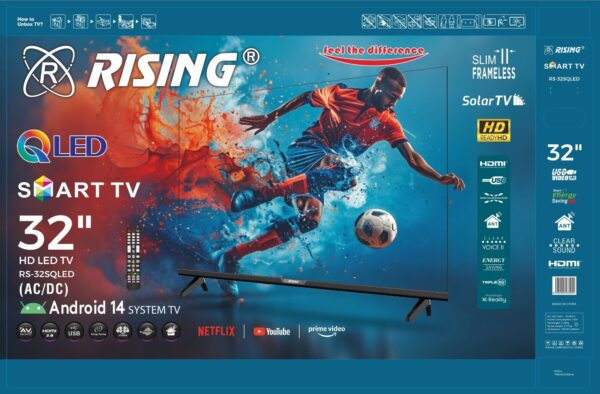 Rising 32" QLED Frameless Solar Smart TV RS-32SQLED